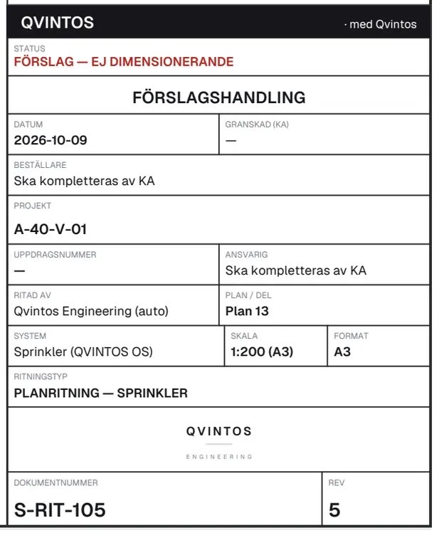 Title block of the same sheet, marked as a proposal until reviewed by the responsible engineer.